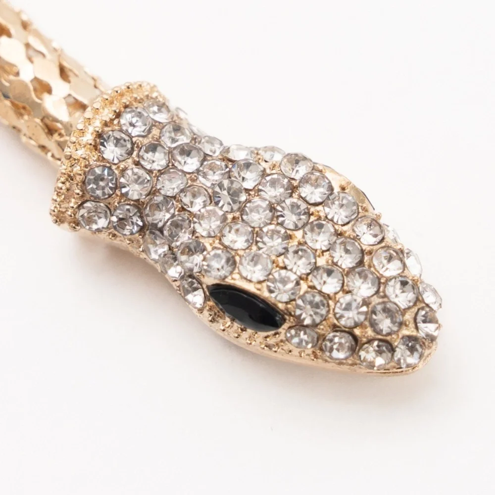 Gold‎ Snake Rhinestone Choker Necklace